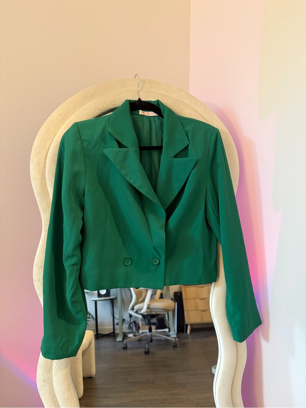 Emerald Green Cropped Double-Breasted Blazer & Pant Set